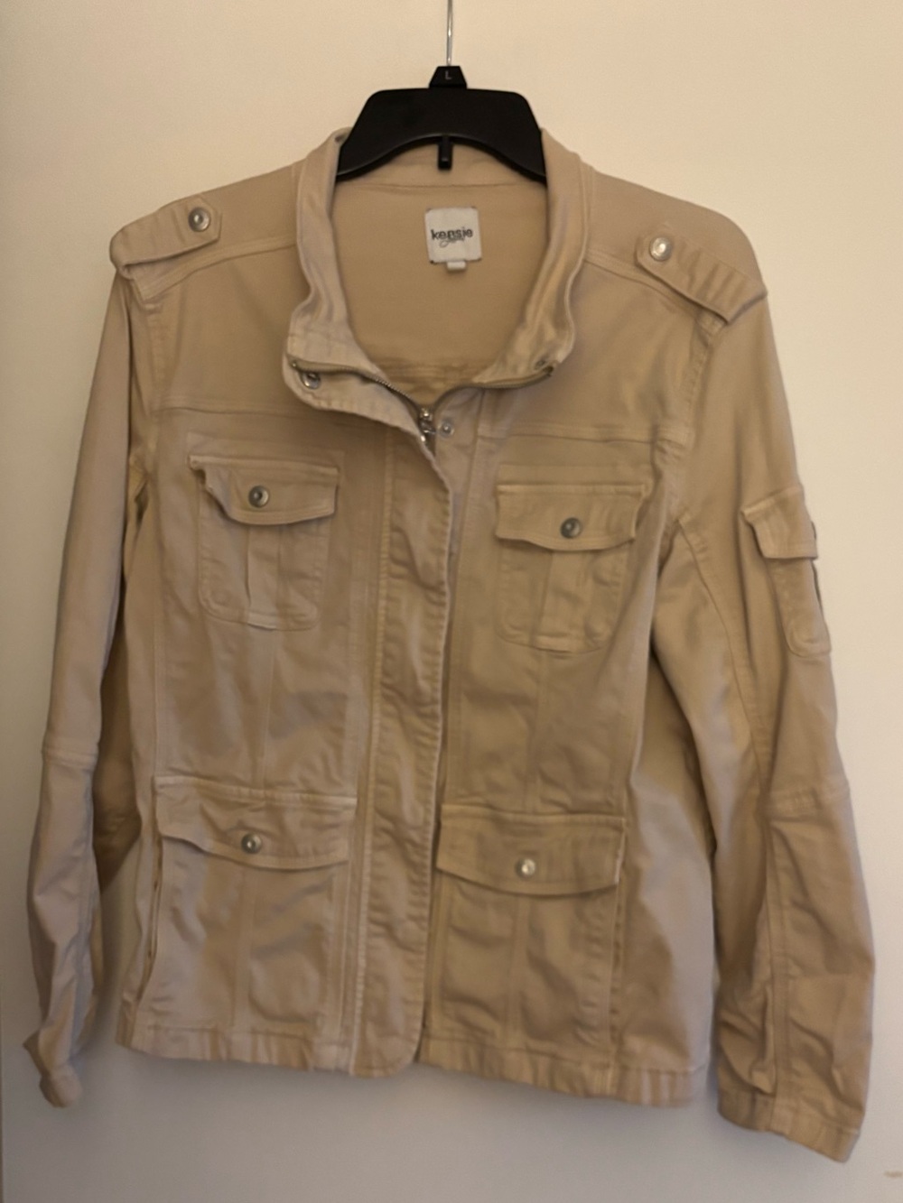 Kensie Lightweight Tan Utility Jacket with Pocket Details